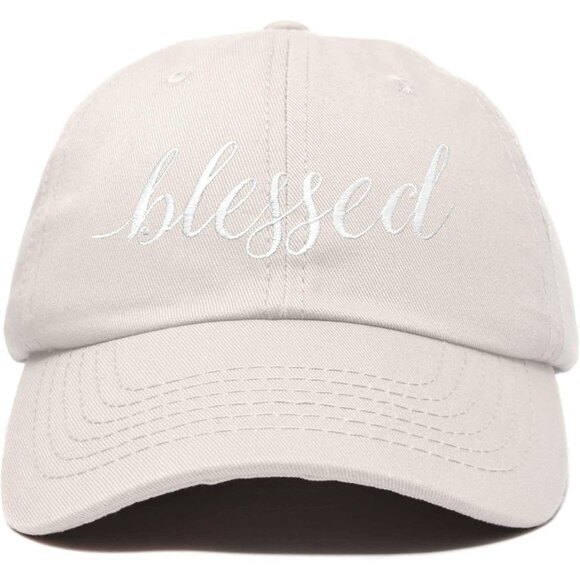 Women's Blessed Embroidered Tan Soft Cotton Classic Dad Baseball Hat Cap - Picture 1 of 5